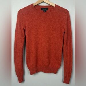 Tahari 2 Ply Burnt Orange 100% Cashmere Sweater Rust Quiet Luxury Crewneck Small